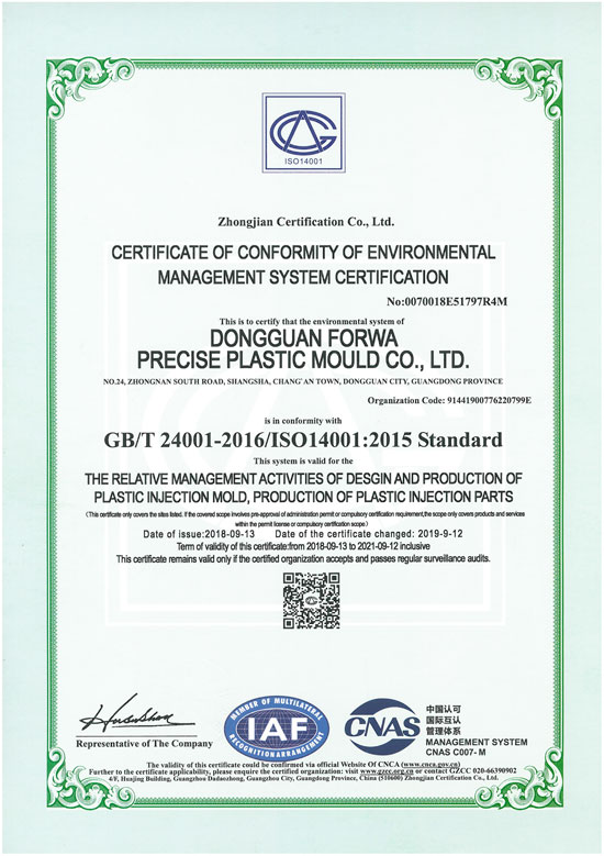 Praise ISO14001 certification
